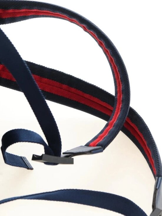 GUCCI Sherry Line Double G Backpack Leather Navy Silver Red 752358 Auth main image 5
